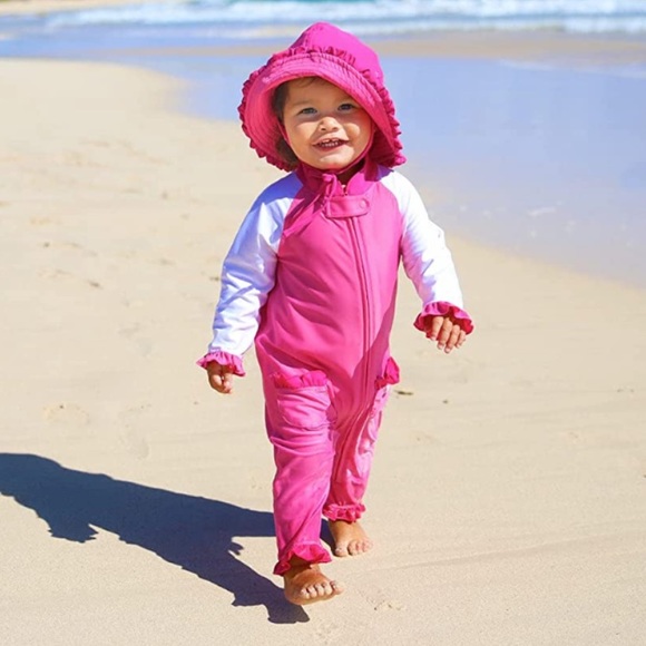 Girls UV SKINZ Reversible Beach Sun Bucket Hat Pink/Ships Ahoy Size 5 - Picture 1 of 3